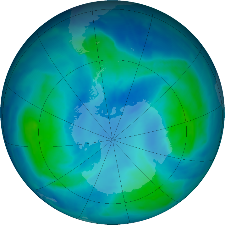 Antarctic ozone map for 20 February 2009